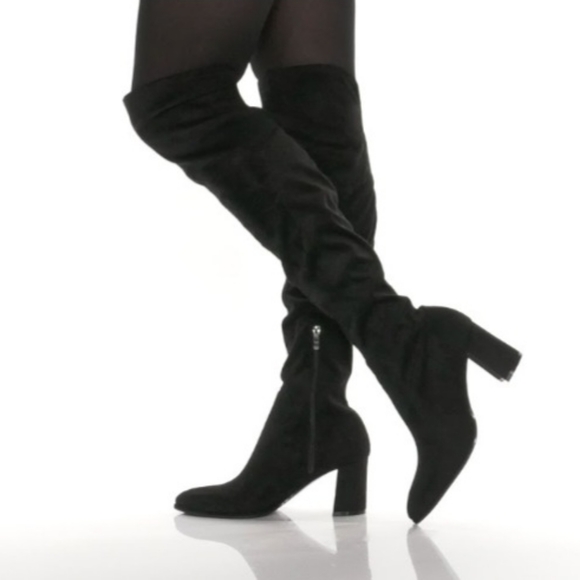 Marc Fisher Luley Over the Knee Faux Suede Heeled Boot in black size 8.5 - Picture 1 of 12